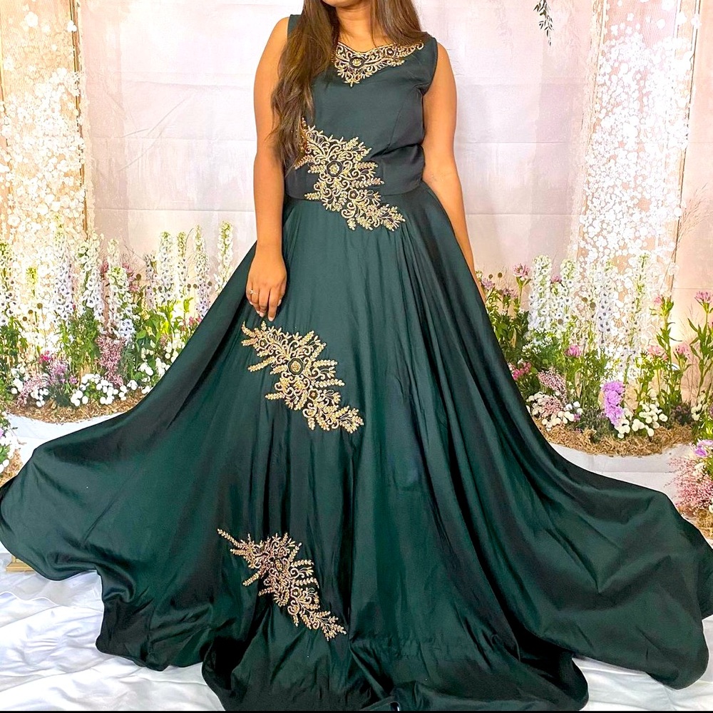 Indian or western dress. Olive Green. Handmade by NR design. Only one piece.